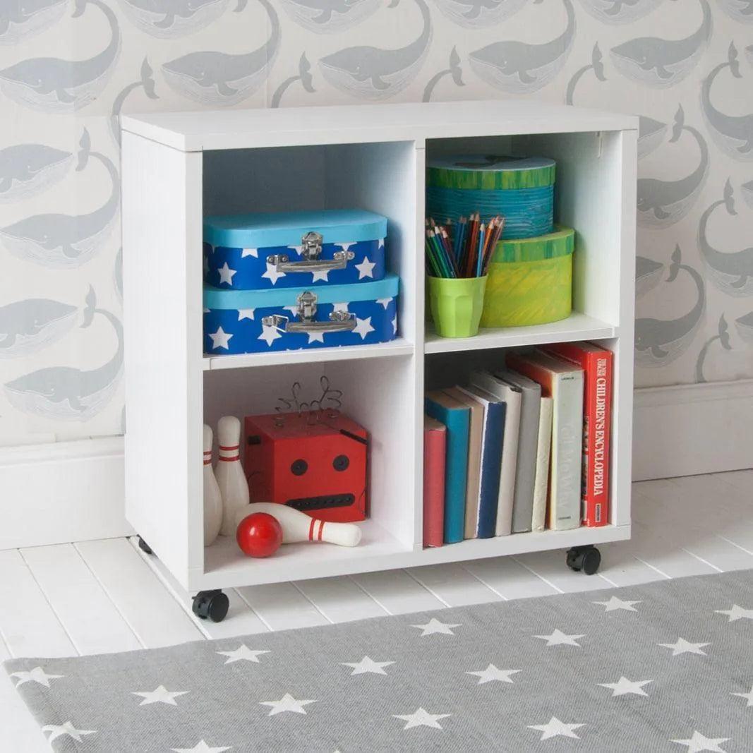 CUBIX Mid Sleeper with Storage Bookcase in Pure White